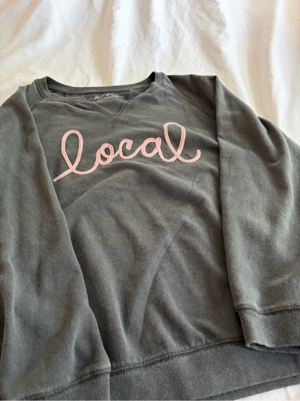 State of Mind Charcoal Sweatshirt with Pink "local" Script Size M